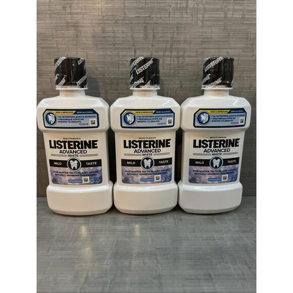 Lot of 3 LISTERINE Advanced White Mild Taste spearmint 8 oz each